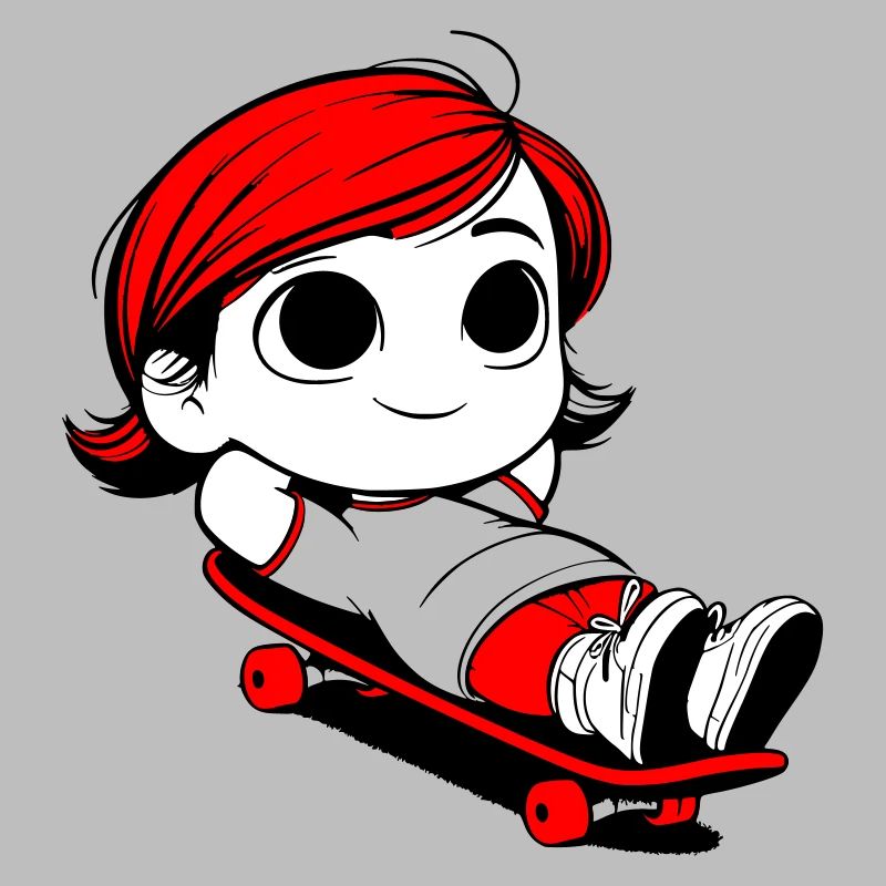 Kathy relaxed auf einem Skateboard
