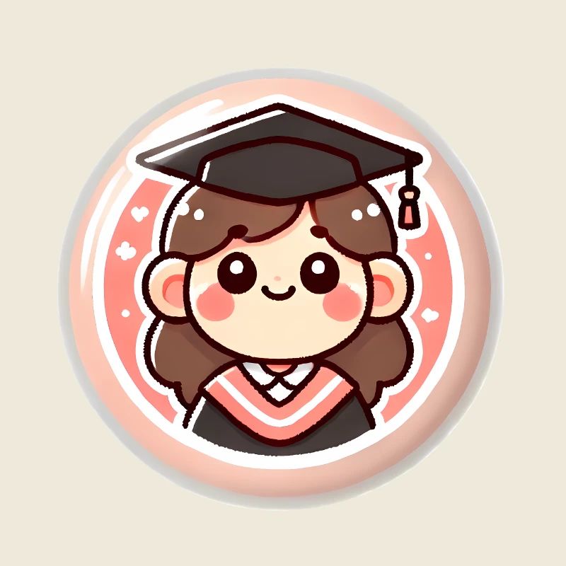 Conception de badge de dessin animé de graduation
