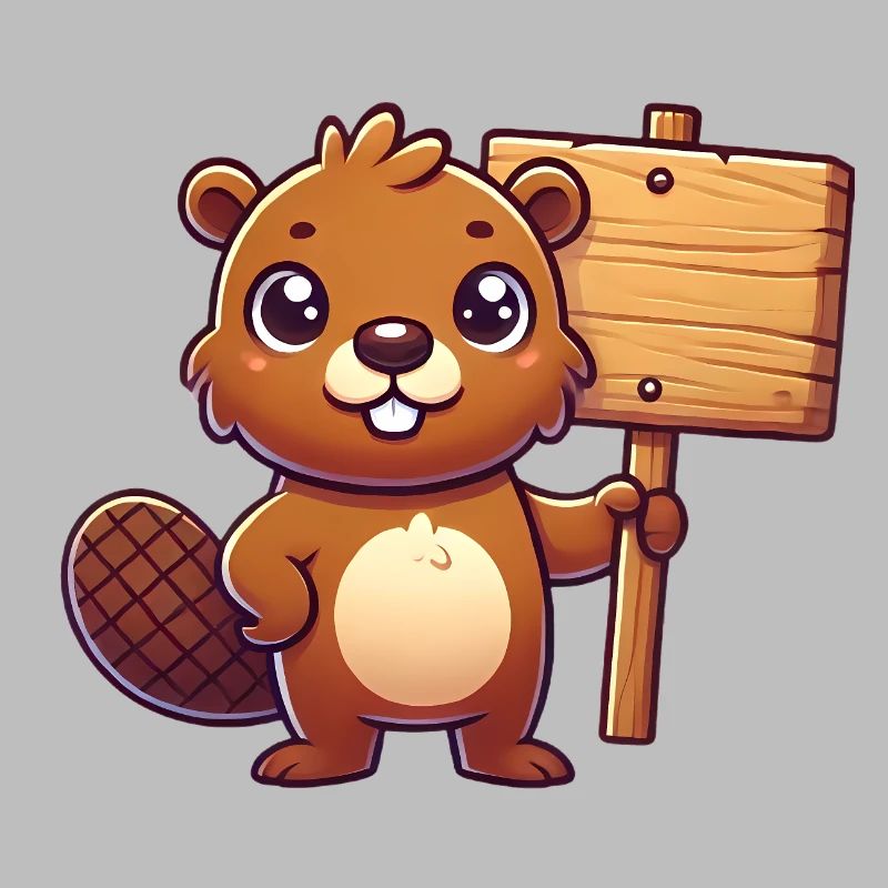 Adorable castor avec conception de panneau vierge