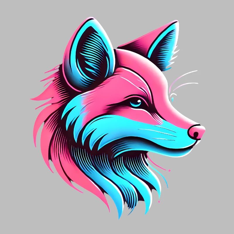Neon Fox Glow Artistic Design