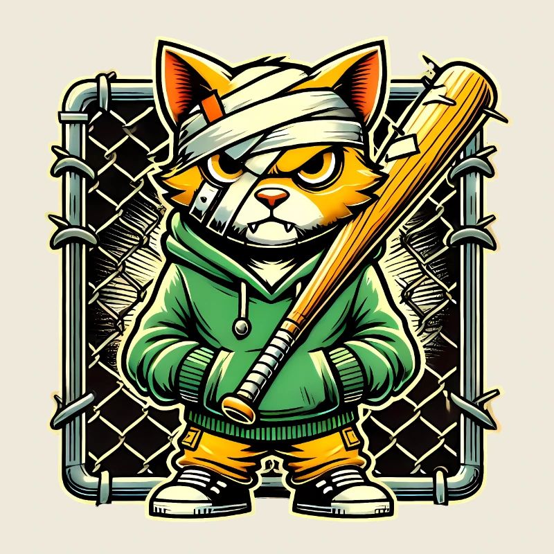 Chat féroce avec chauve-souris Conception graphique