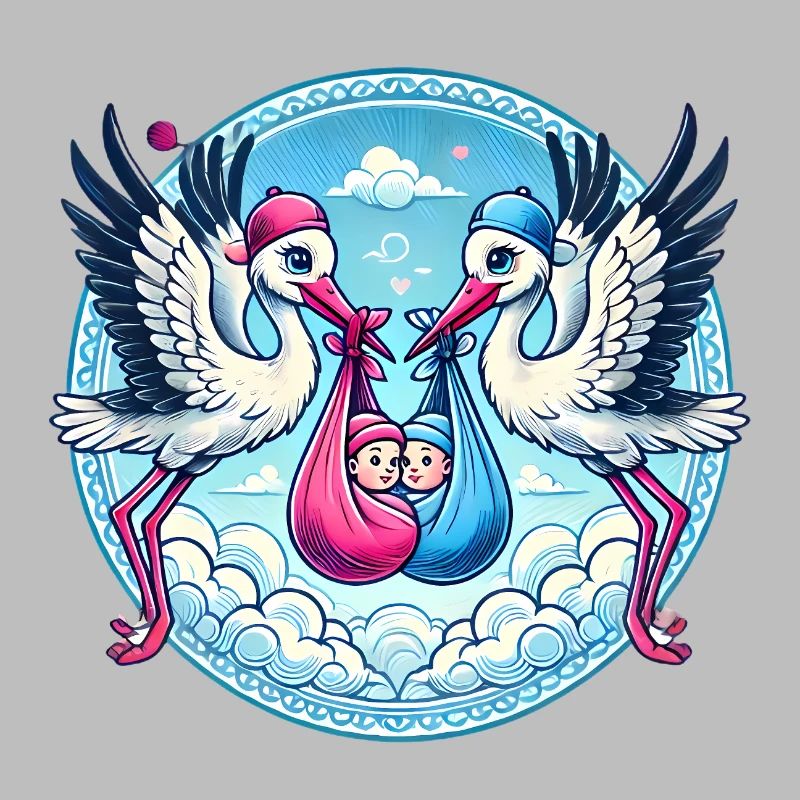 Pink or Blue Stork Baby Bundle Design