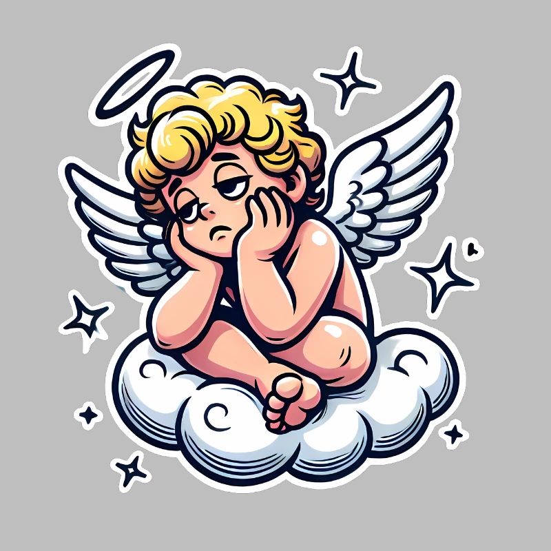 Funny Cherub on Cloud Pop Art Design