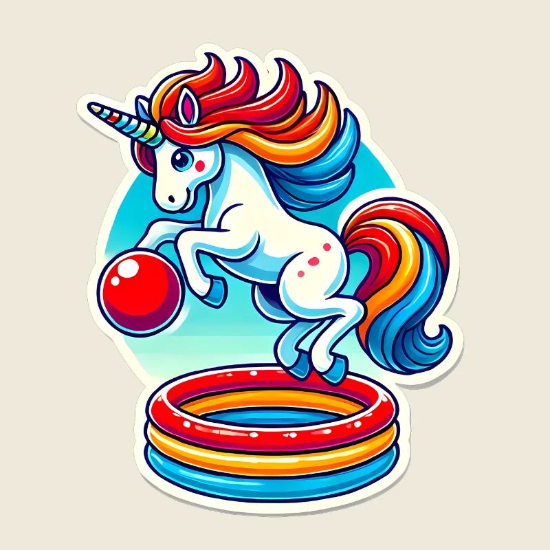 Bunter Einhorn Pool Bounce Spaß