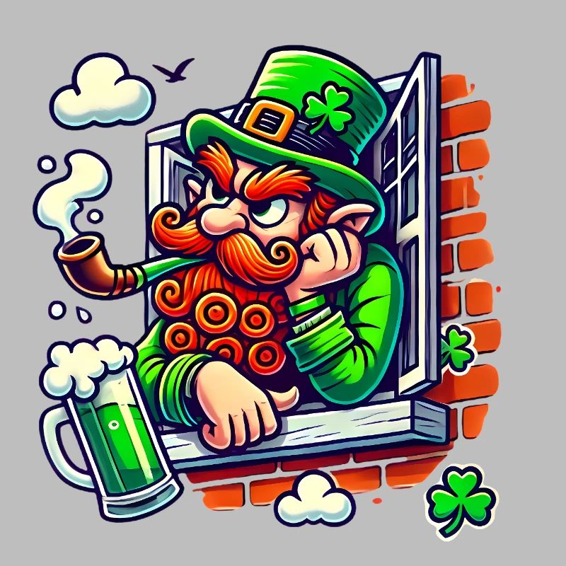 Grumpy Leprechaun Window Sticker