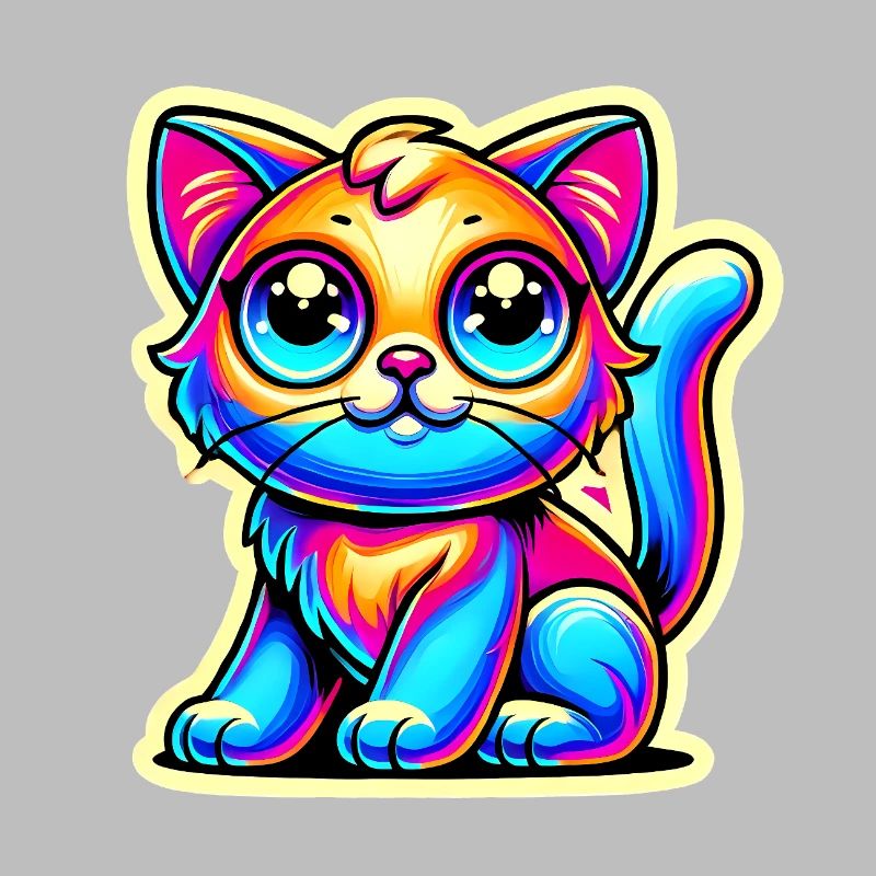Neon Glow Crazy Cat Design