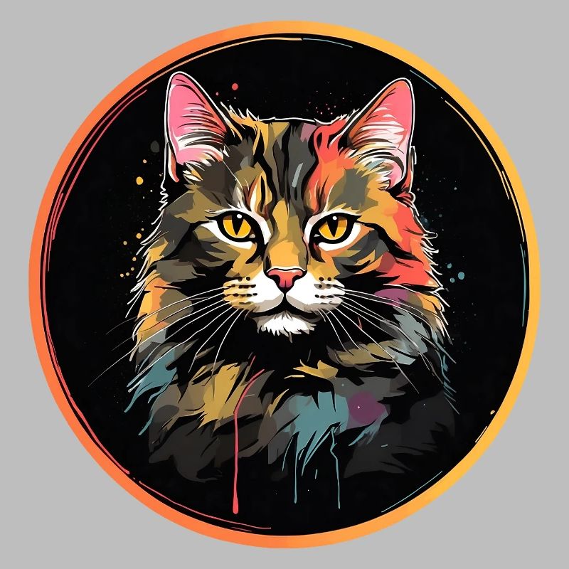 Portrait de chat mignon en technique d'aquarelle dans un cercle