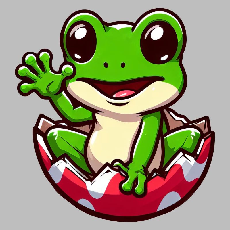 Colorful Easter Egg with Hatching Frog Design