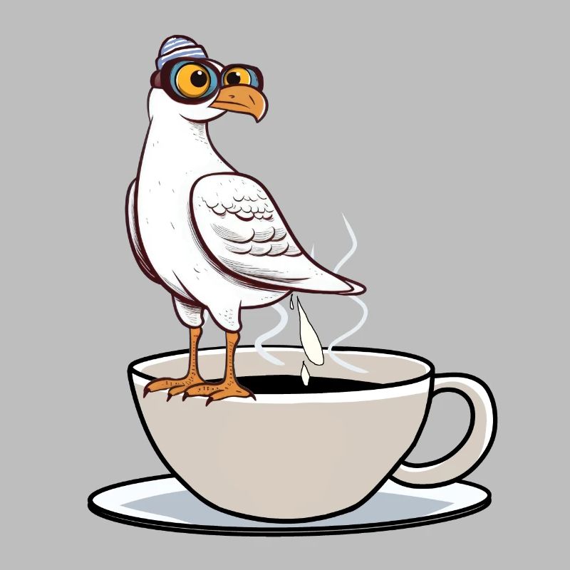 Maritime Seagull Coffee Cup Coffee White Black