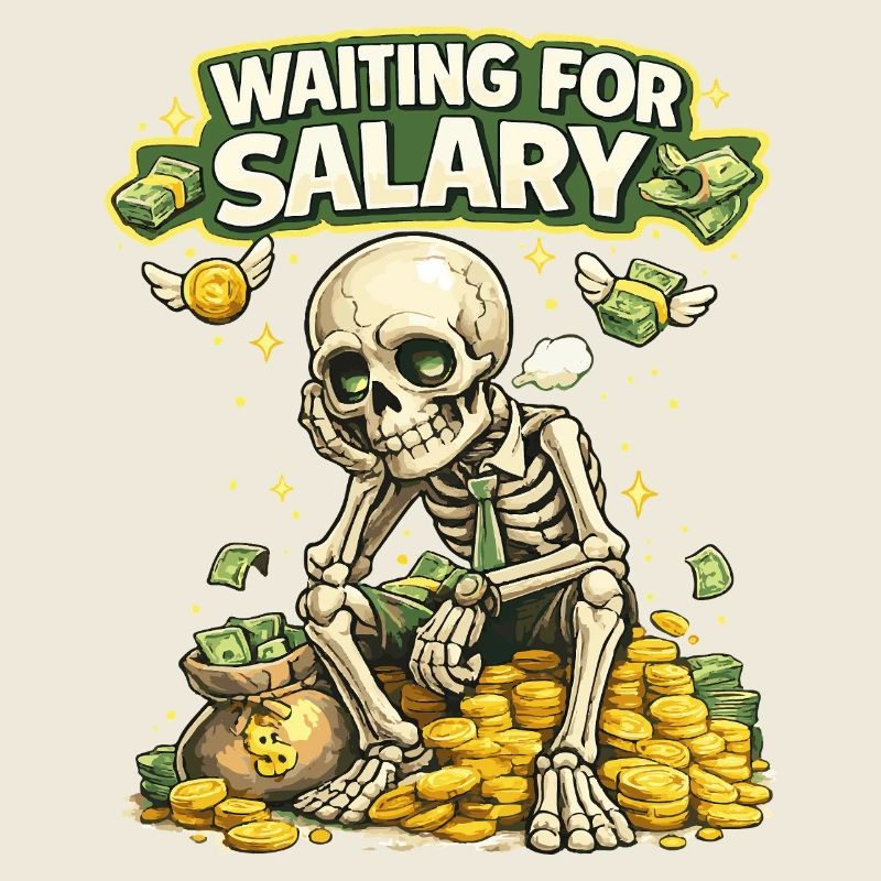 Waiting for Salary Funny Skeleton Shirt