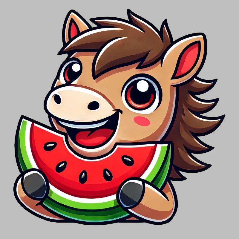 Mignon Cheval Pastèque Dessin animé Été