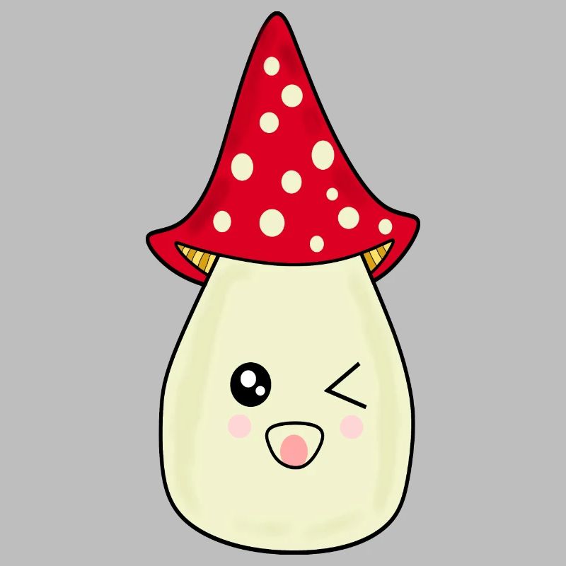 Kawaii champignon Toadstool mignon rouge avec visage