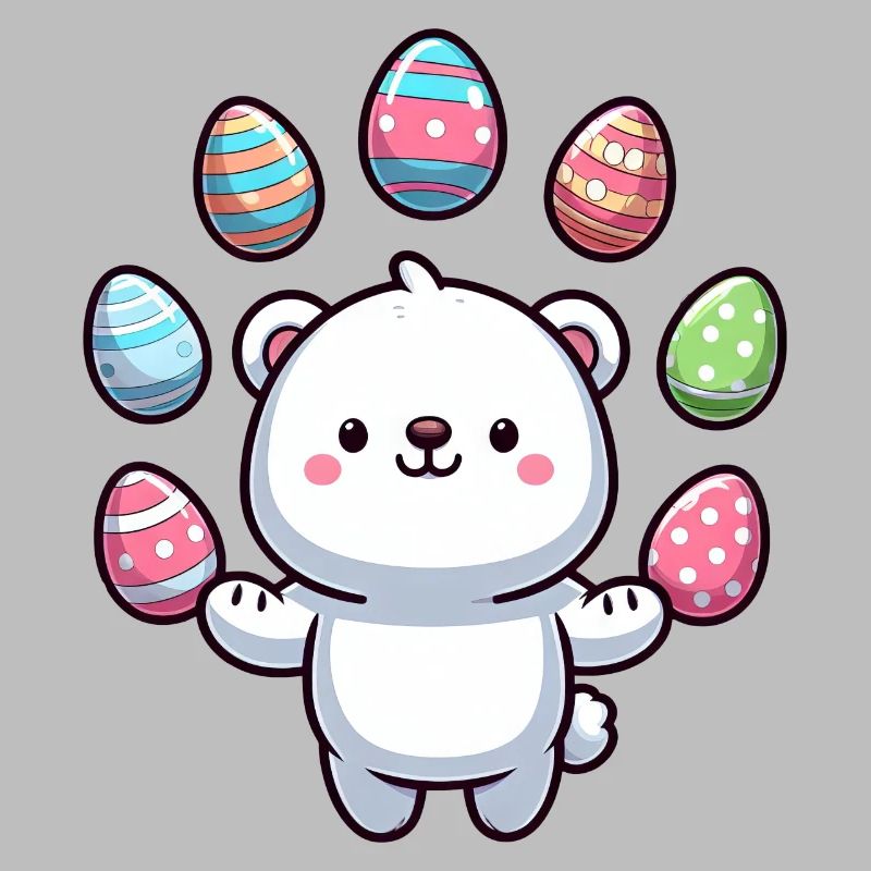 Cartoon Polar Bear Easter Egg Design