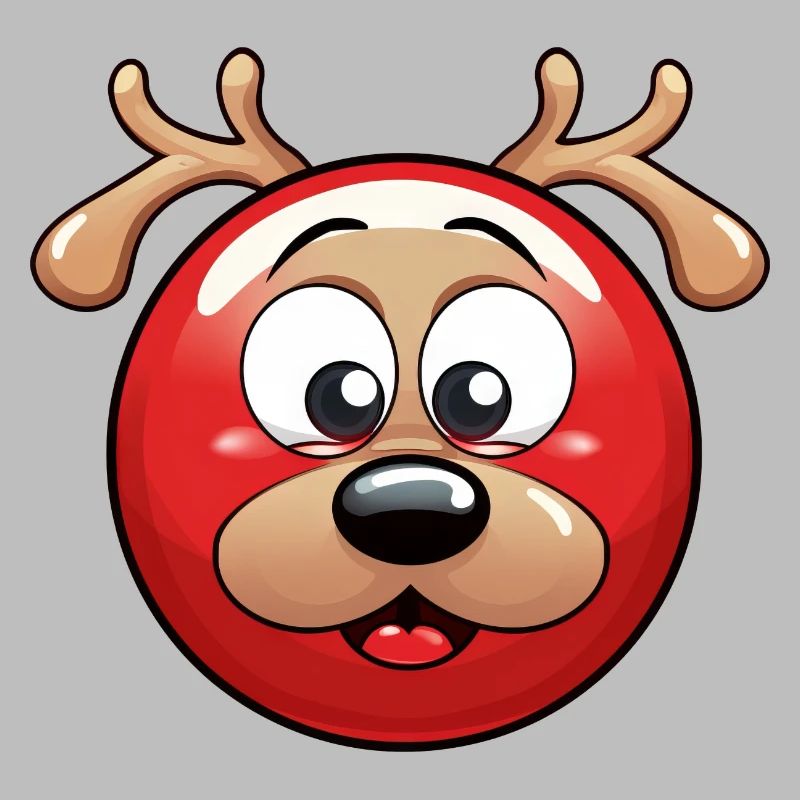 Rundes Rentier-Weihnachtskugel Comic Design