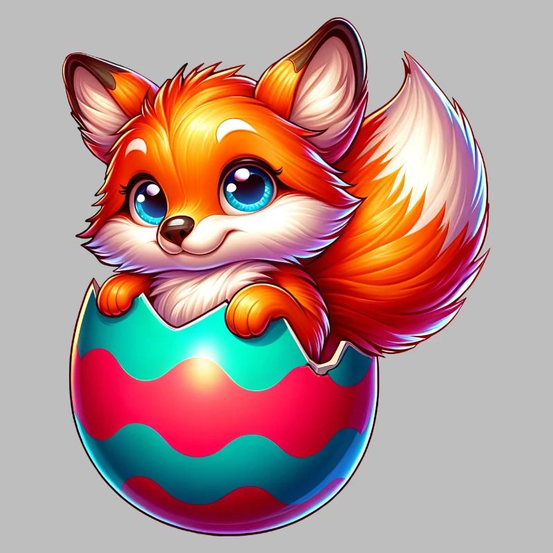 Hatching red fox from Easter egg