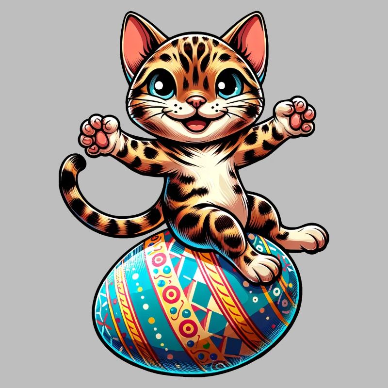 Bengal Cat Dancing Easter Egg
