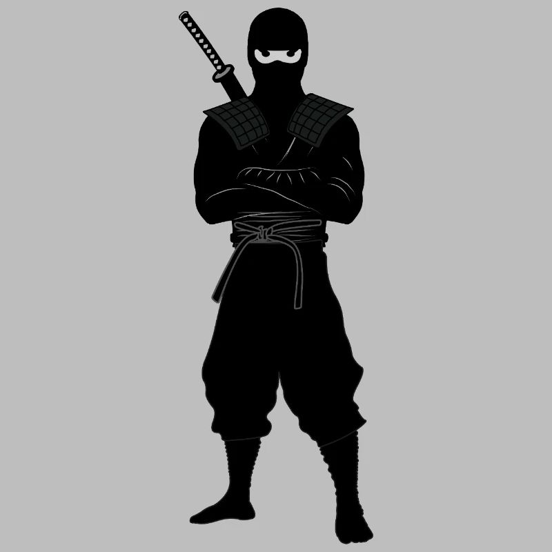 Ninja coriace avec une épée dans le dos