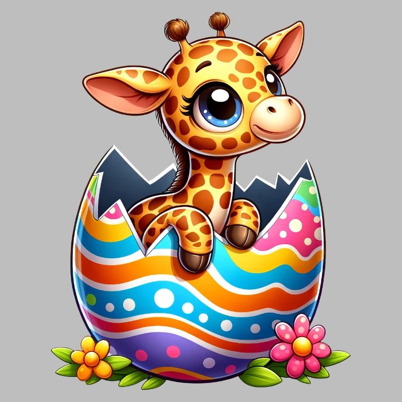 Cute Easter giraffe hatches from the Easter egg