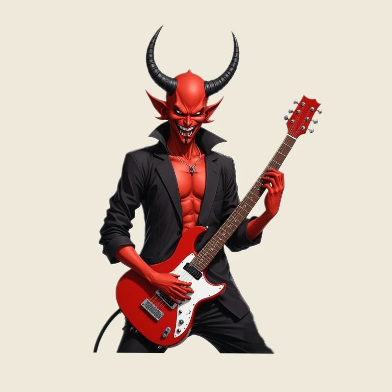 Devil with red electric guitar