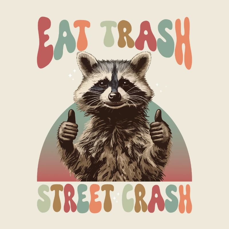 Mème de raton laveur mangeant des déchets dans la rue