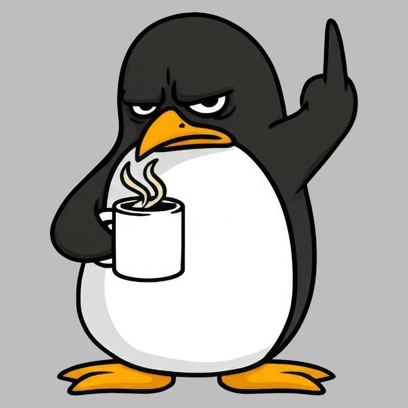 Penguin Coffee Coffee Lover Office Middle Finger