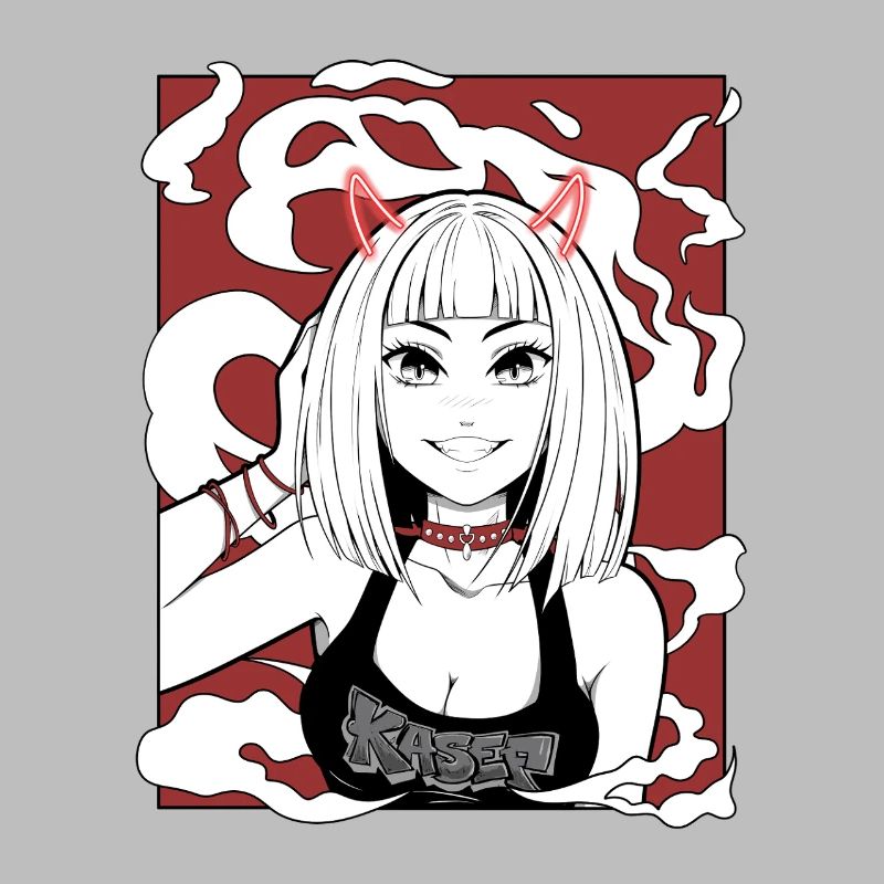 Anime Teufel Mädchen Goth Design