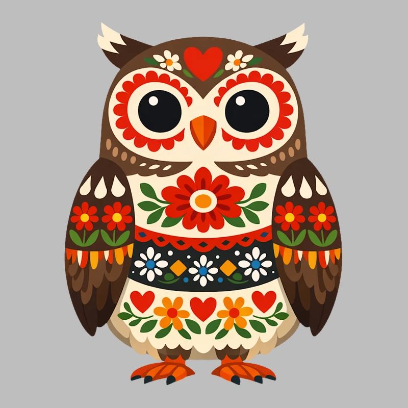 Bunte Eule im Volksstil