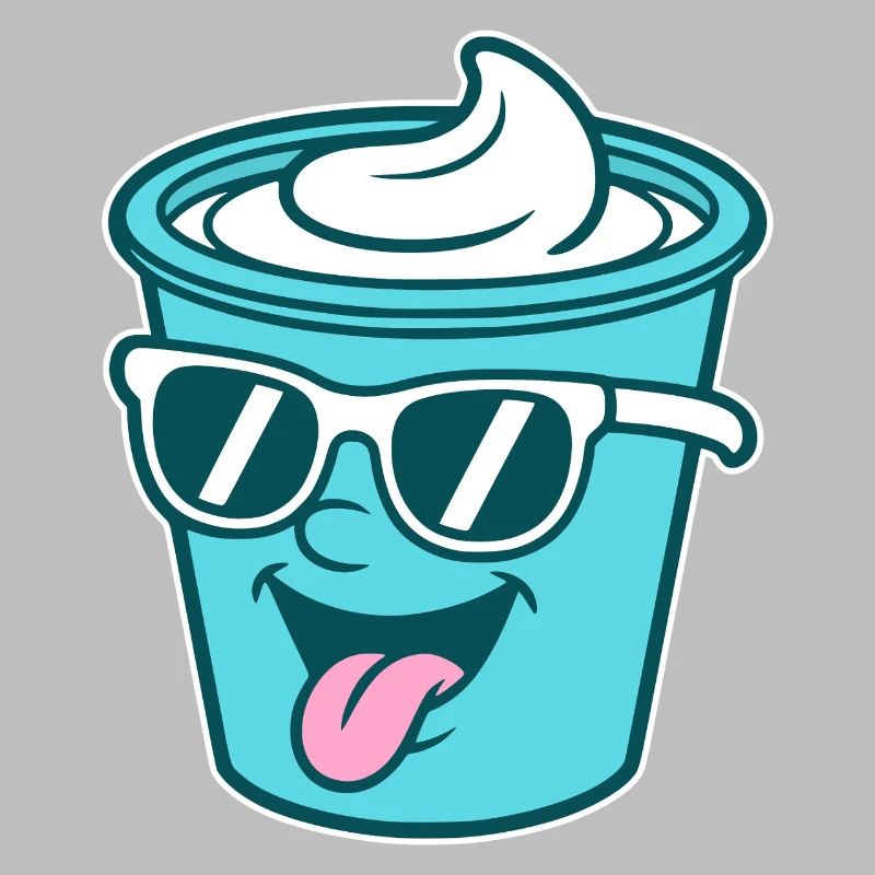 Crème Joghurt Sahne Eis - Becher mit Sonnenbrille