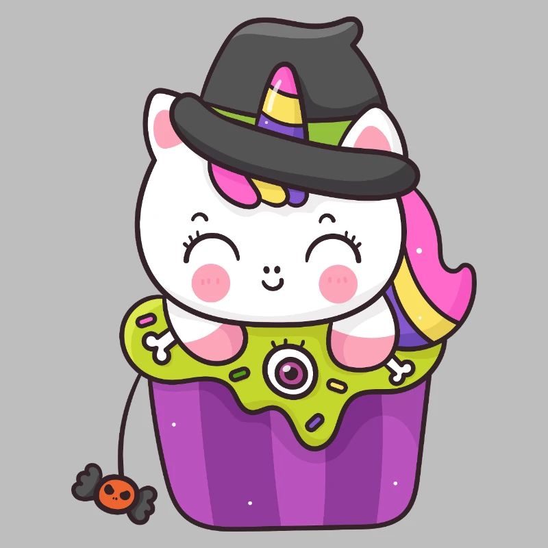 Kawaii Cupcake Sorcière Chat
