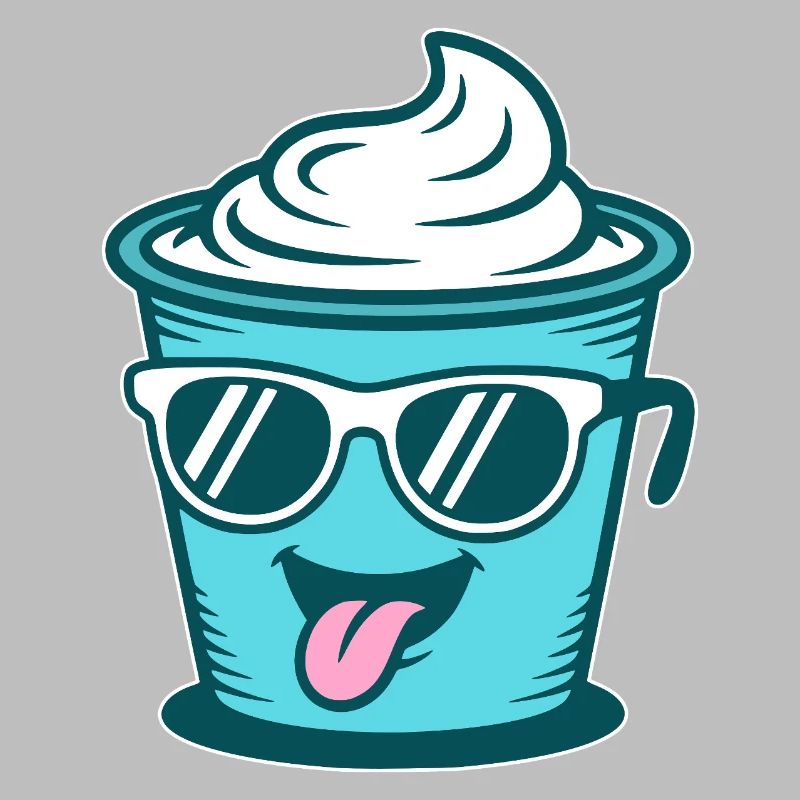 Crème Joghurt Sahne Eis - Becher mit Sonnenbrille