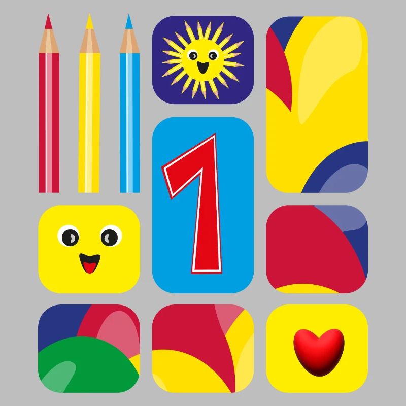 Bunte eins zum Geburtstag oder zur Grundschulzeit.