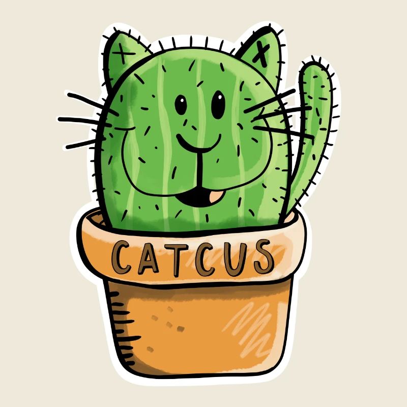 Catcus Cactus Cat - Cats - Cacti - Comic - Fun