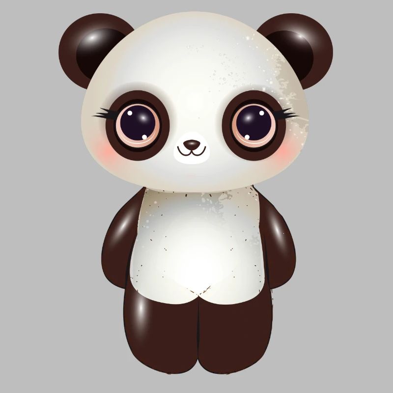 cute panda with pink cheeks in comic style