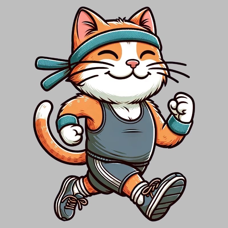 Cat Jogging Marathon Running Fun