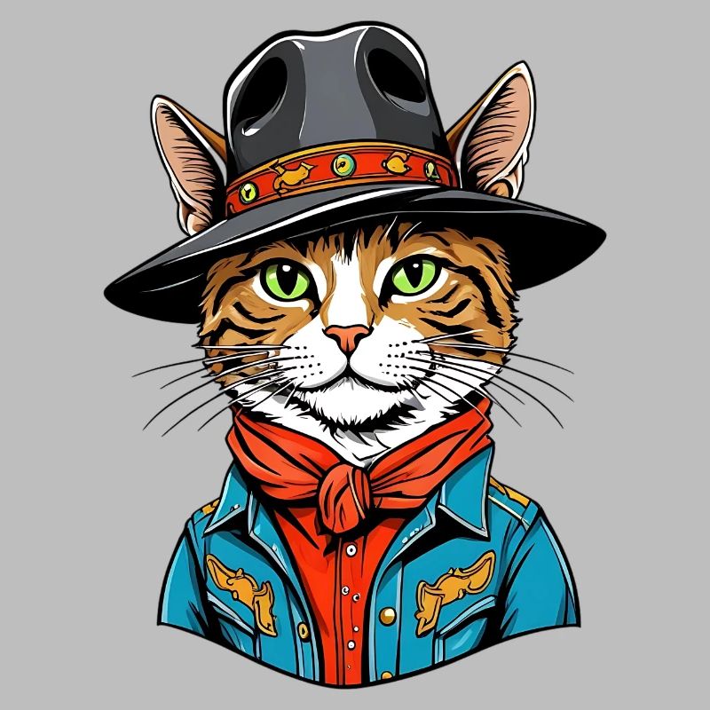 Chat mignon cow-boy