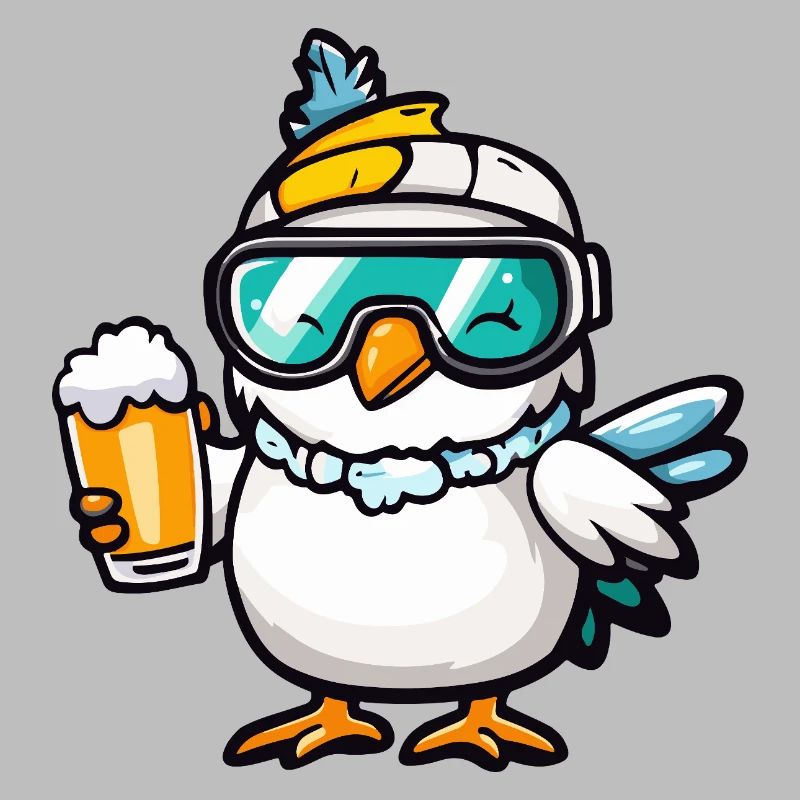 Pigeon Bird Après Ski Beer Comic
