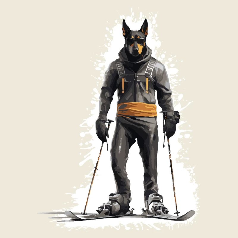 Doberman chien ski ski