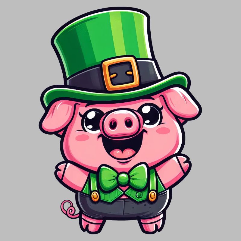 Dessin animé de cochon de la Saint-Patrick