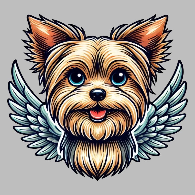 Ange Yorkshire Terrier mignon avec des ailes