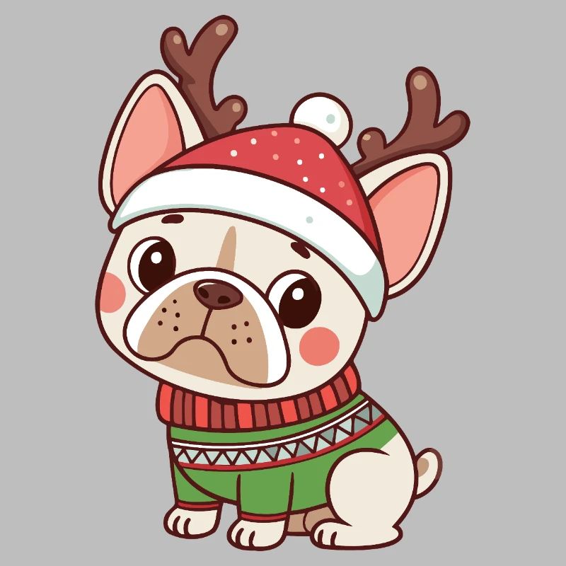 Chiot Noël Bonnet et Pull Vert