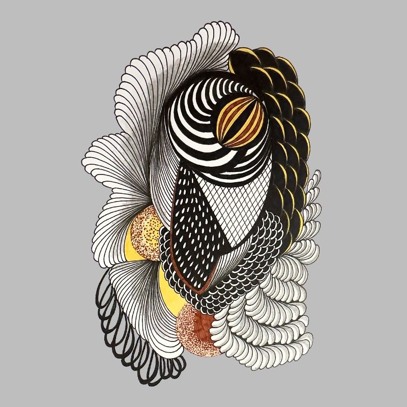 Geometric line drawing with scale pattern