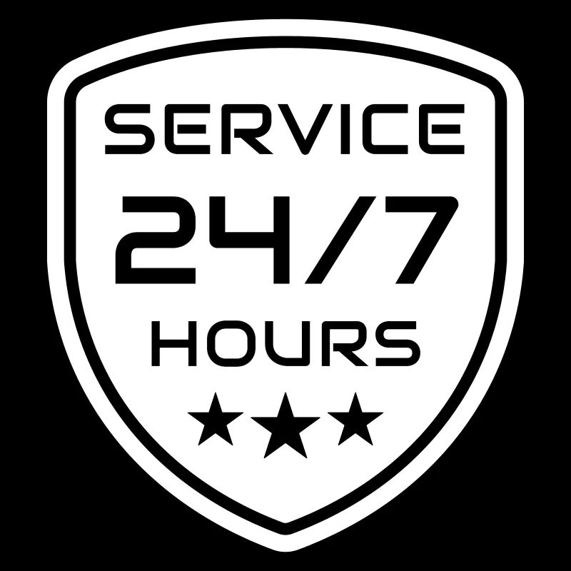 Logo du service d’assistance professionnel 24h/24 et 7j/7. 24 heures s