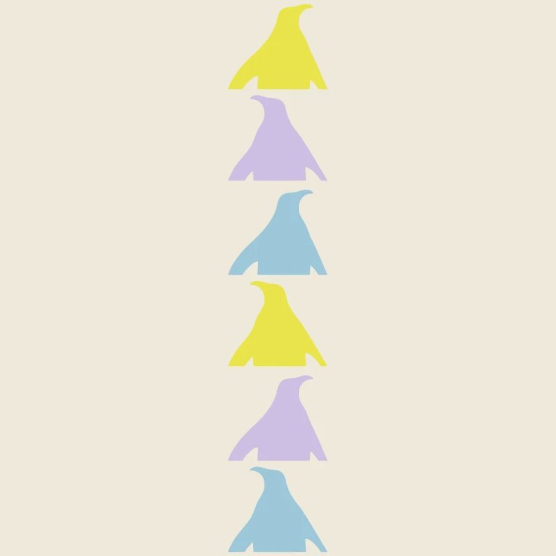 6 bunte Pinguine Silhouetten Freunde Team Reihe