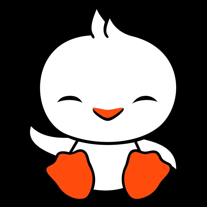 Duck sits friendly happy greeting waving