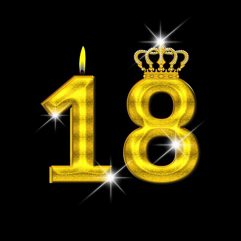 18 - Geburtstag - Krone - Kerze - Gold