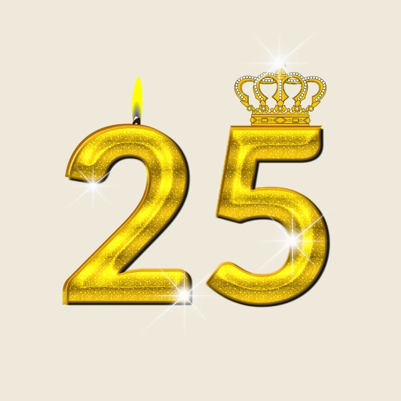 25 birthday - Crown - candle - gold