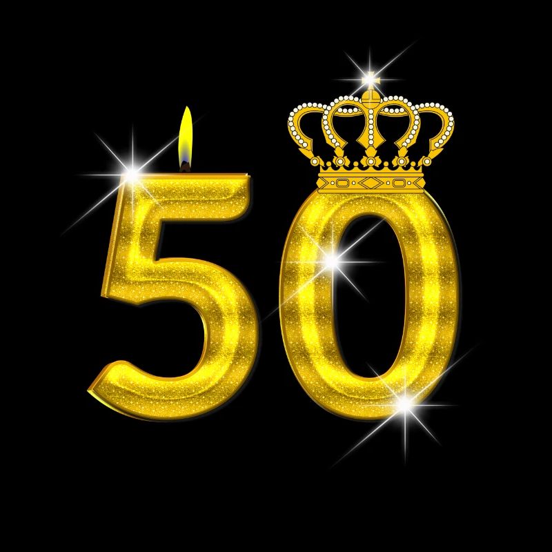 bougie d’anniversaire 50 - Crown - - or