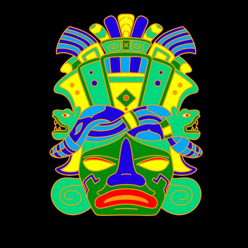 Masque maya avec tête de serpent / chapeau