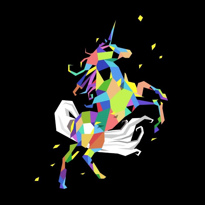 Unicorn Polygon Rainbow Colored Unicorn