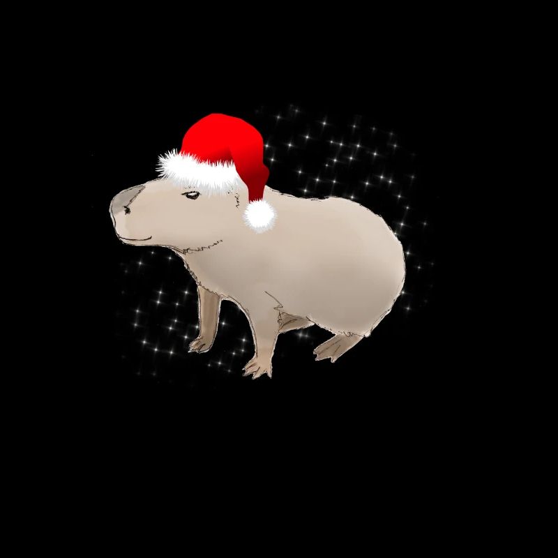 Capybara avec Santa Hat Joyeux Noël vacances